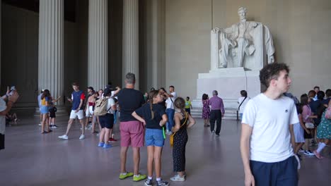 Los-Turistas-Disfrutan-Del-Monumento-A-Lincoln
