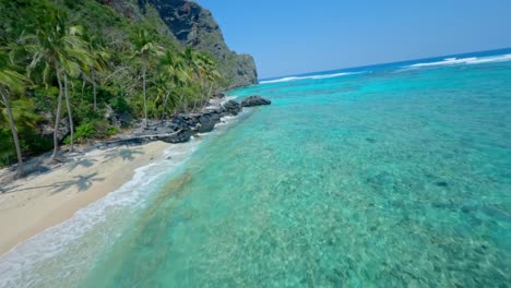 Crystal-Clear-Ocean-Of-Playa-Fronton-Beach-In-Las-Galeras-Samana,-Dominican-Republic