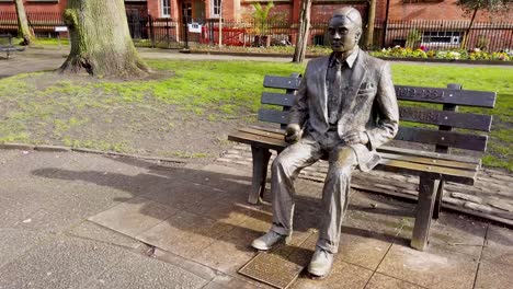 The-Alan-Turing-Memorial,-situated-in-Sackville-Gardens-in-Manchester,-England,-UK-near-to-the-Gay-Village-area-of-Manchester