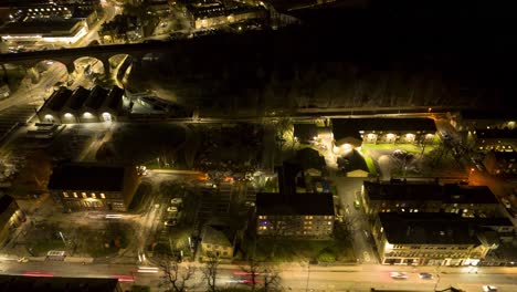 stunning-hyperlapse-of-a-quiet-town-in-north-west-Yorkshire-called-todmorden-,-this-hyperlapse-shows-night-time-traffic-and-the-passing-trains-over-the-viaduct-,-filmed-at-night-with-longer-shutter