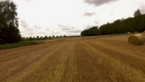 Drone-Flight-above-fields-with-clear-space-in-the-sky
