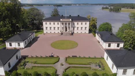 Aerial-view-of-Stjernsund-castle-outside-Askersund,-Sweden