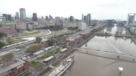 Aerial-view-of-Buenos-Aires-city,-Puerto-Madero,-background-buildings