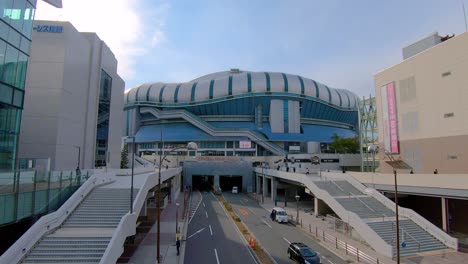 Staircases-leading-to-scenic-multi-purpose-dome-Kyocera-Dome-Osaka,-Japan