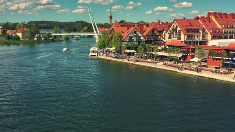 Aerial-view-of-a-waterfront-of-the-city-of-Mikołajki