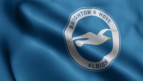 4k-animated-closeup-loop-of-a-waving-flag-of-the-Premier-League-football-soccer-Brighton-team-in-the-UK