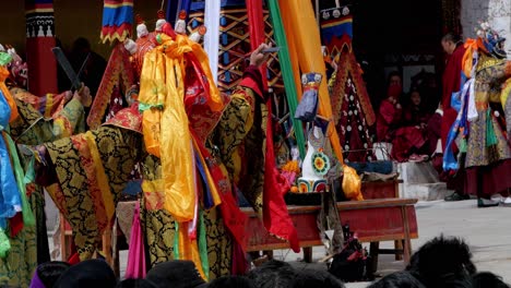 Colourful-old-ethnic-Buddhist-monk-Tibetan-Cham-dance-traditional-costume-ceremony