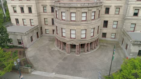 Historic-aerial-footage-of-Portland-City-Hall-exterior-empty-due-to-COVID-19