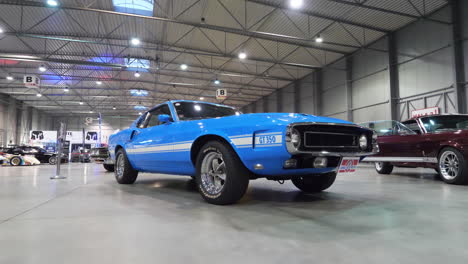 Shelby-Mustang-GT350-Sports-Car,-Oldtimer-From-1960s-in-Show-Room-Exhibit