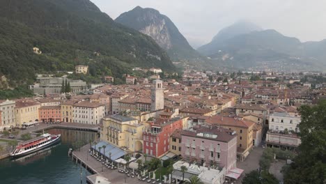 Aerial-View-of-Riva-Del-Garda-Cityscape-Italy