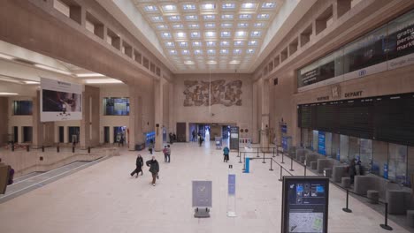 Almost-empty-entrance-hall-of-Brussels-Central-Station