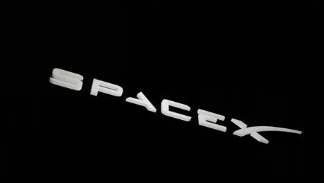 Animación-De-Logotipo-3d-Del-Logotipo-De-Spacex,-Fondo-Negro