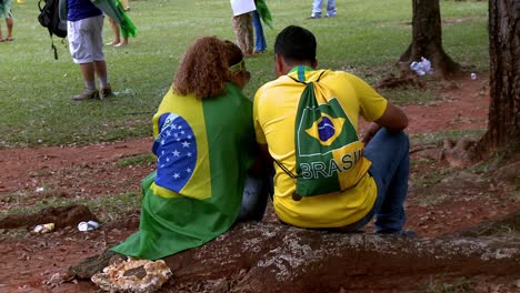 Anhänger-Des-Brasilianischen-Präsidenten-Jair-Bolsonaro-Versammeln-Sich-In-Einem-Park-Zu-Einer-Demonstration