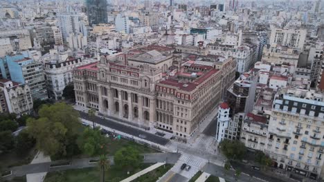 Aerial-view-of-Justice-Palace-revealing-Buenos-Aires-city-buildings-and-Lavalle-square