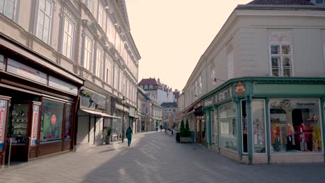 Covid-Lockdown-in-Austria---Baden-bei-Wien---Closed-Shops-and-empty-streets
