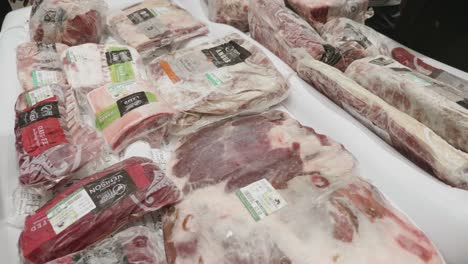 Paquetes-De-Carne-Importada-De-Nueva-Zelanda-Congelada-En-El-Congelador-En-El-Evento-De-Exhibición-De-Importación-Y-Exportación-De-Carne