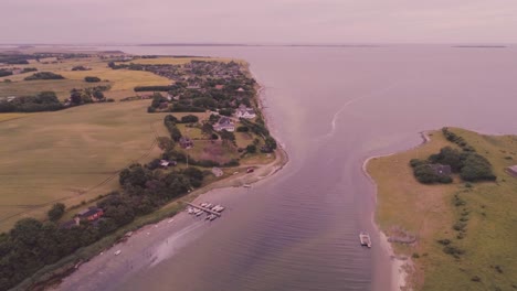 Drone-footage-of-small-coastal-village-in-Denmark