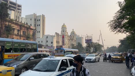 Celebration-at-Kolkata-thanking-UNESCO-for-'Intangible-Cultural-Heritage'-tag-to-Durga-Puja-through-massive-rally-Scene-of-a-road-near-Metro-cinema-hall-at-Esplanade