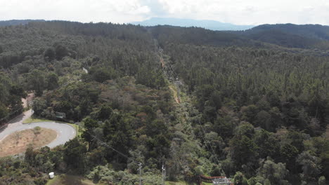Panoramic-View-Of-Arvi-Park---a-nature-preserve-in-Medellin,-Colombia---aerial-static