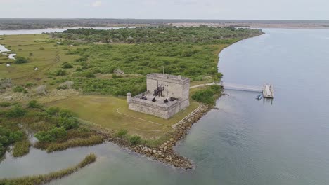 Air-view-of-Fort-Matanzas-National-Monument,-Florida-USA