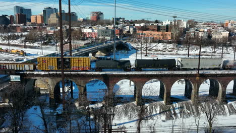 Train-on-bridge-in-winter-snow