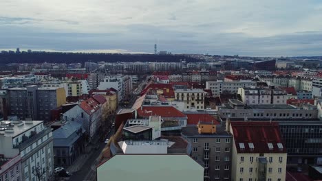Prague-residential-area-full-of-flats-and-houses,-aerial-drone-view-of-capital-of-Czech-Republic