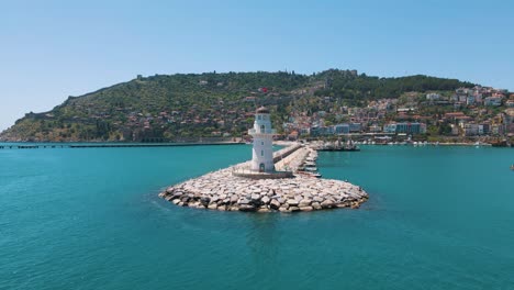 Awesome-aerial-view-of-Alanya-Lighthouse-in-Turkey