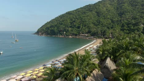 Tropical-Paradise-With-Dense-Forest-Mountains-In-Yelapa-Beach,-Jalisco,-Mexico