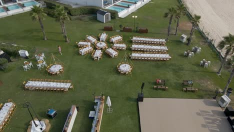 View-from-the-drone-to-the-banquet-tables-by-the-sea