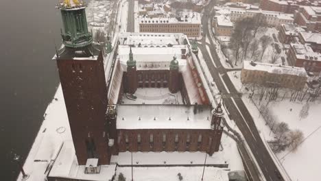 Bird's-eye-view-over-iconic-landmark-in-the-capital-of-Sweden,Stockholm