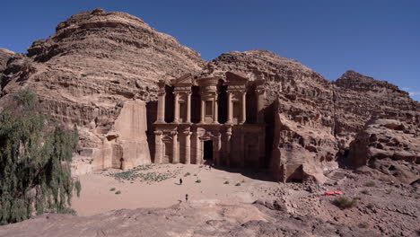 Long-Shot-View-of-Monastery-Carved-in-Mountain-Side-in-Petra-City