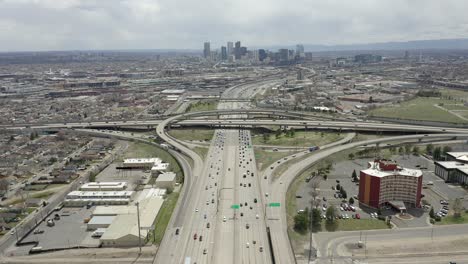 Aerial-moving-view-of-city-and-Highway