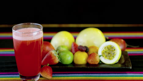 Fresh-fruits-and-a-glass-of-strawberry-juice