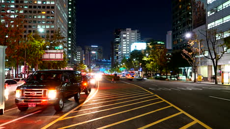 Seoul,-Südkorea-–-Zeitraffer-Des-Zirka-Nächtlichen-Verkehrs