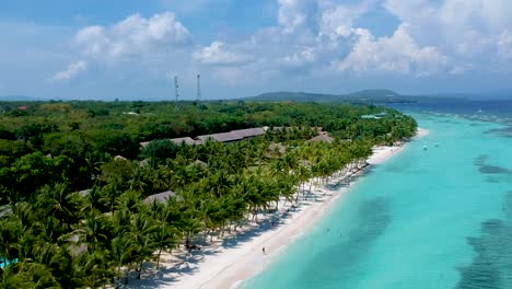 Wide-aerial-shot-of-beautiful-beach-resort
