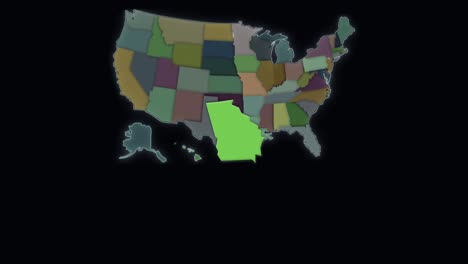 Georgia-Está-Resaltada---Estados-Unidos---Mapa-De-Estados-Unidos