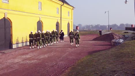Swedish-national-guard-marching-to-the-beat-of-drums