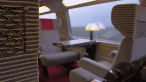 An-empty-train-car-during-the-early-morning-en-route-to-Paris,-France