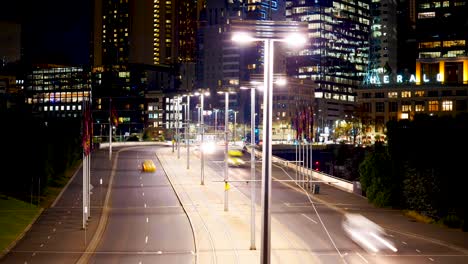 Melbourne-Cbd-Horizonte-Noche-Timelapse