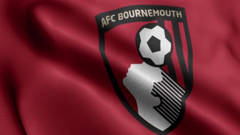 4k-animated-closeup-loop-of-a-waving-flag-of-the-Premier-League-football-soccer-Burnsmouth-team-in-the-UK
