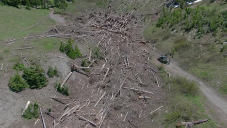 Aerial-view-of-Avalanche-Damage-in-the-summer-on-4x4-Trail
