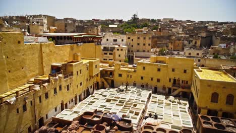 Left-to-right-panning-shot-of-Fes-el-Bali-and-the-Chouara-Tannery-in-the-foreground