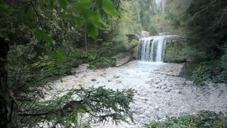 Man-made-waterfall-in-Martuljek-falls-in-Slovenia-near-Gozd-Martuljek