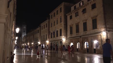 An-evening-shot-of-the-main-street-that-runs-down-Drubrovnik-in-Croatia-during-Covid-times