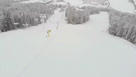Covered-with-white-snow-ski-resort-closed-during-lockdown-in-Kranjska-Gora-Slovenia