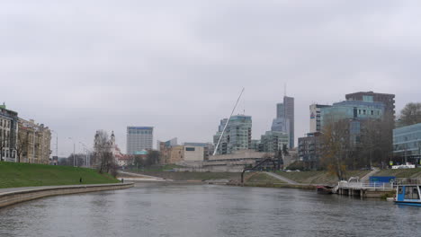 Landscape-of-Vilnius-City-with-Neris-river-on-cloudy-day