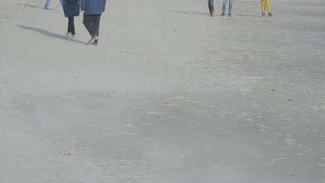 People-Strolling-On-The-Sandy-Seashore-In-Summertime