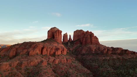 Cathedral-Rock-in-Sedona-at-sunset-with-panning-up-motion-revealing-red-spires