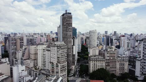 Aerial-view-around-the-Edificio-Itália-building,-in-downtown-San-Paolo,-Brazil