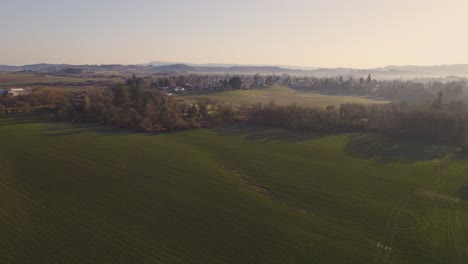 Smaragdgrünes-Ackerland-Und-Felder-Mit-Einer-Malerischen-Stadt-Im-Hintergrund
